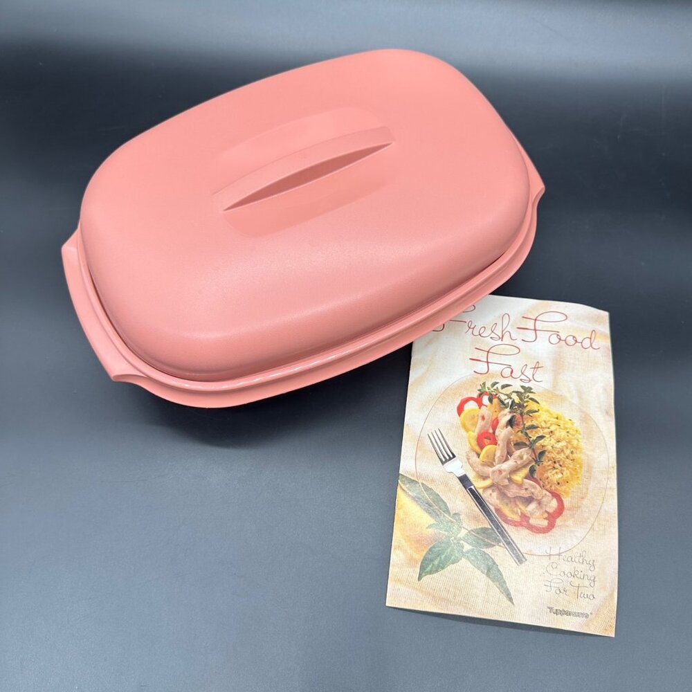 Vintage Tupperware Oval Microwave Steamer 6 Cups Dusty Rose Pink USA 90s 1273-5